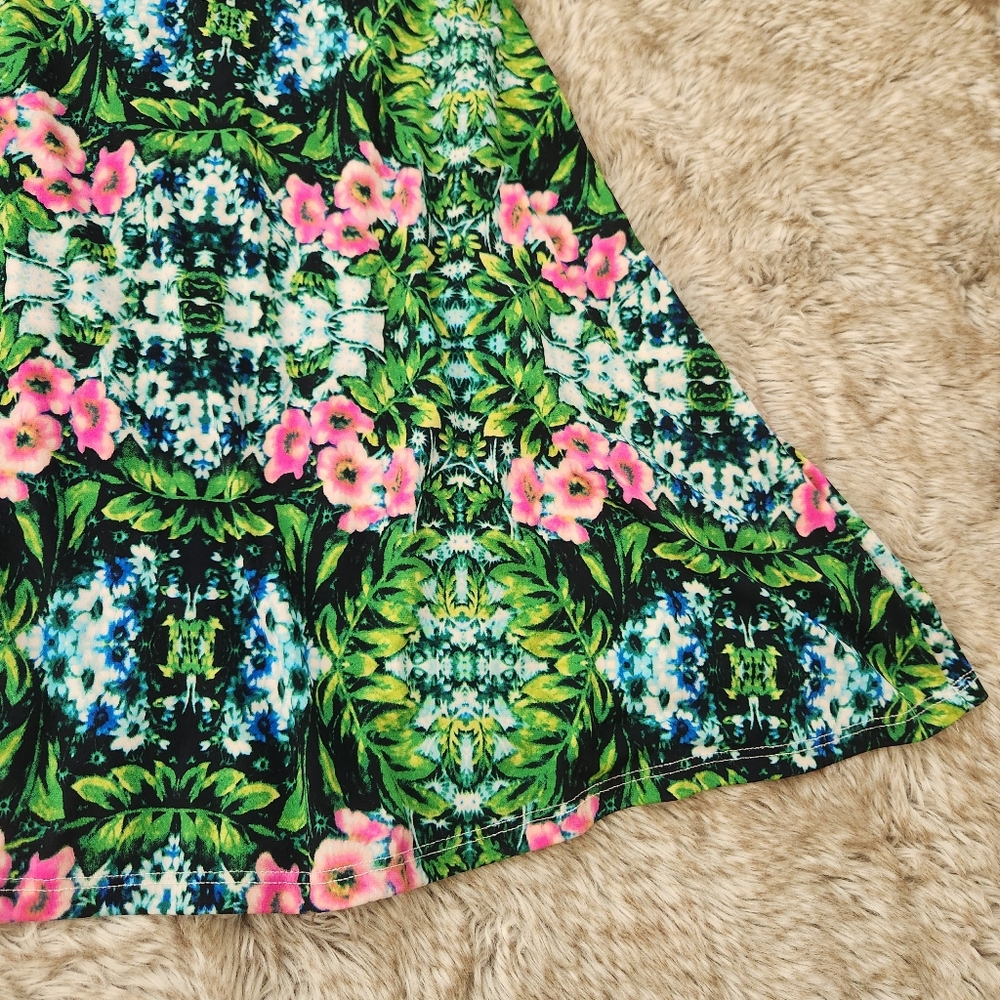 Honey & Lace California Apparel Sleeveless Tropical Floral Dress Women's Large - Picture 2 of 8